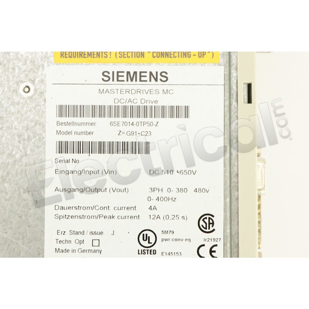 6se7014 0tp50 Z Siemens Drive Automation 