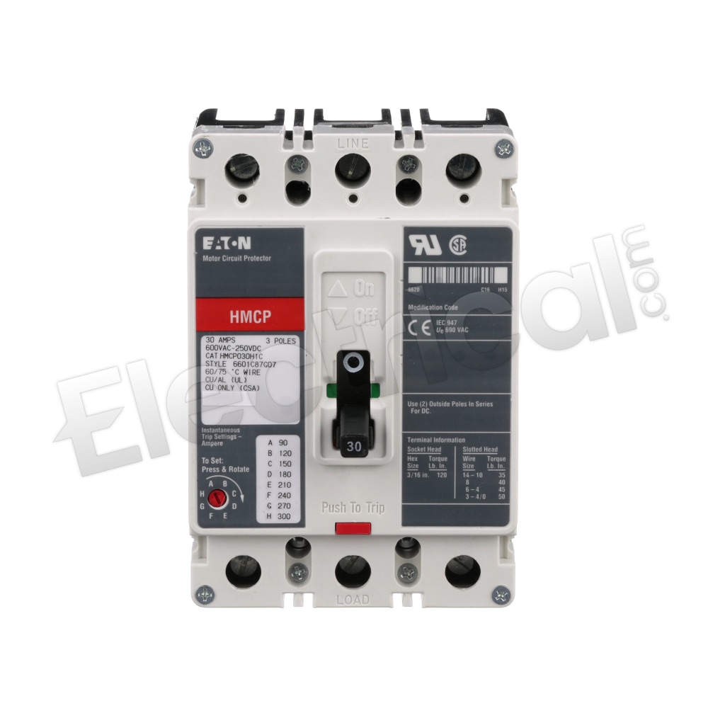 HMCP100R3C Eaton 100A 3P Series C Molded Case Circuit Breaker